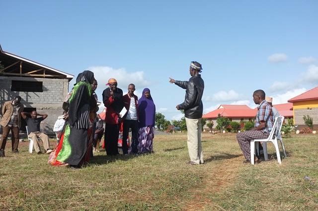 Marsabit, Northern Kenya: Community members using Theatre of the Oppressed  to explore strategies to counter corruption and intimidation.